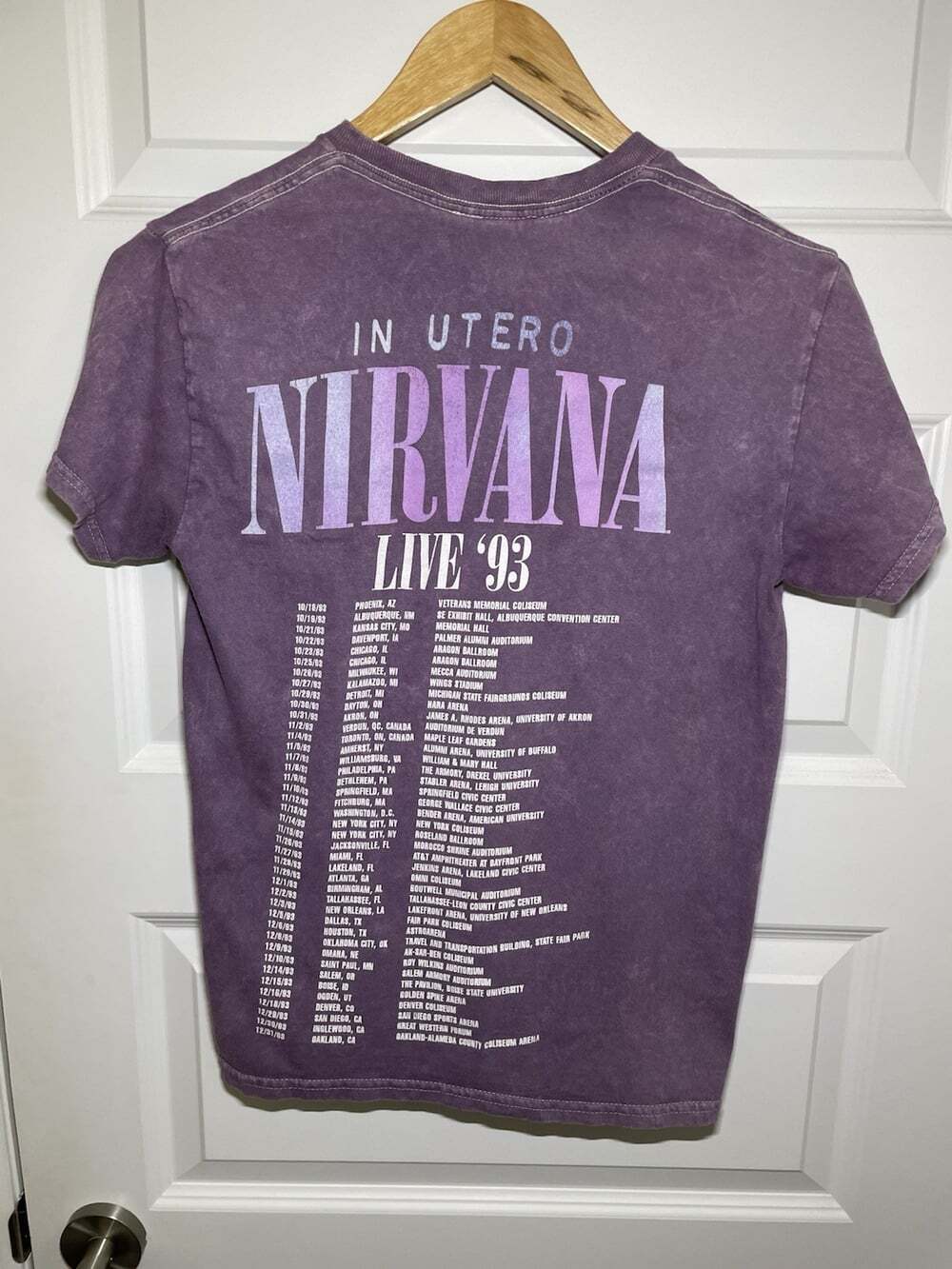 Nirvana In Utero Womens S Distressed Tshirt 1993 Tour Tribute Retro Purple